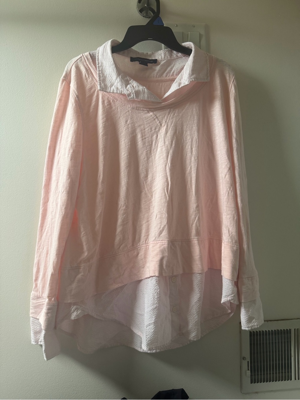 Tommy Hilfiger light Pink Layered Collared Long-Sleeve Top